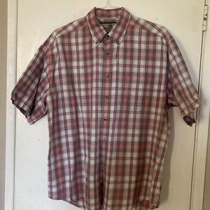 DOCKER SHORT SLEEVE BUTTON DOWN PLAID SHIRT, LARGE